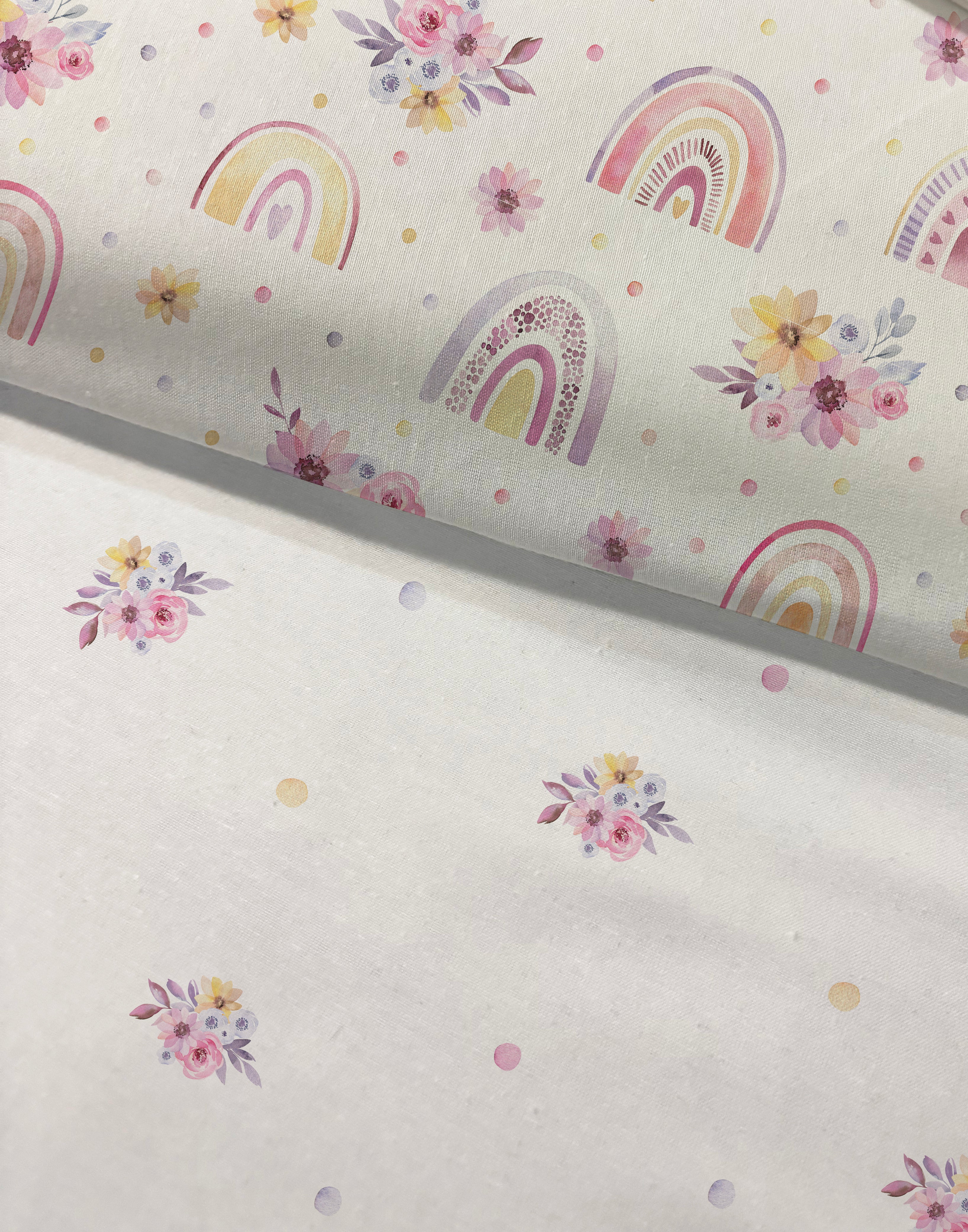 Evmila Çiçekli Gökkuşağı Desenli Nevresim Takımı