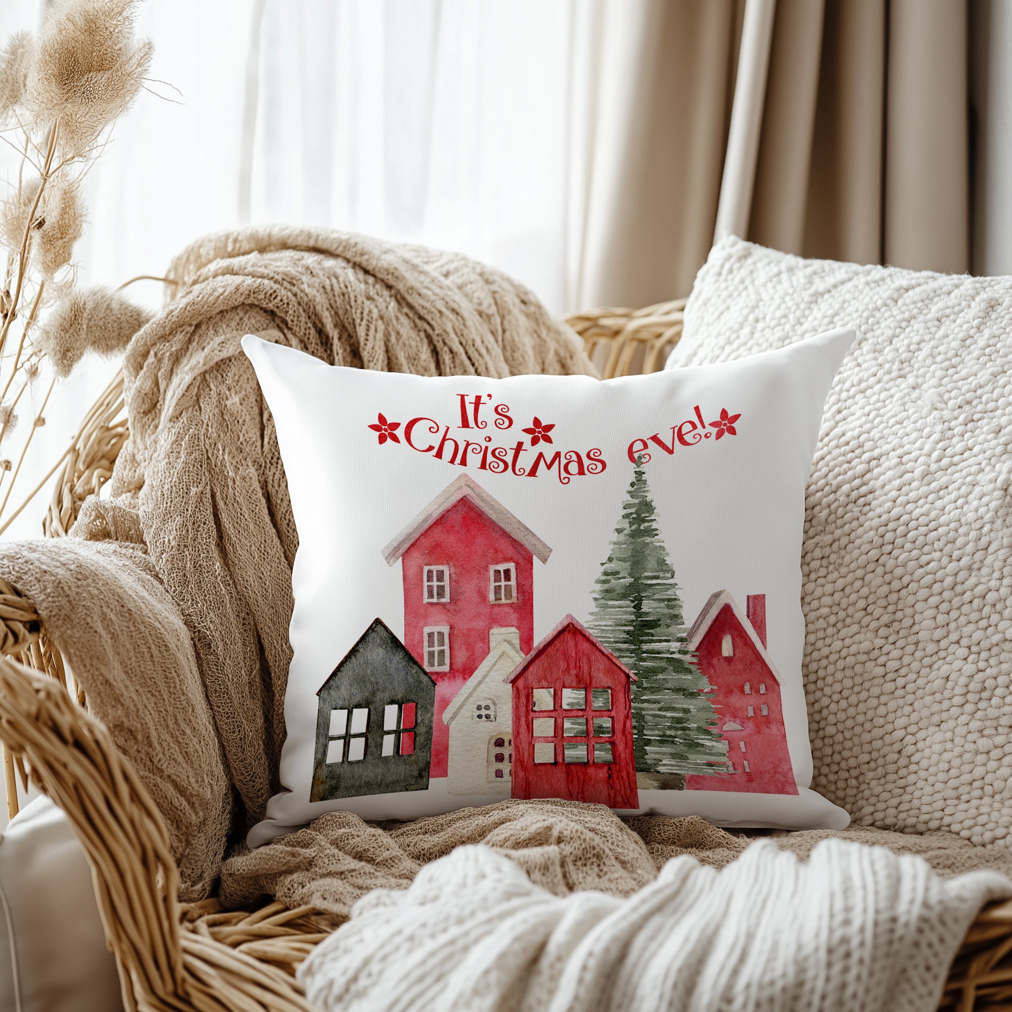 Evmila Yeni Yıl Desenli Kırlent Kılıfı