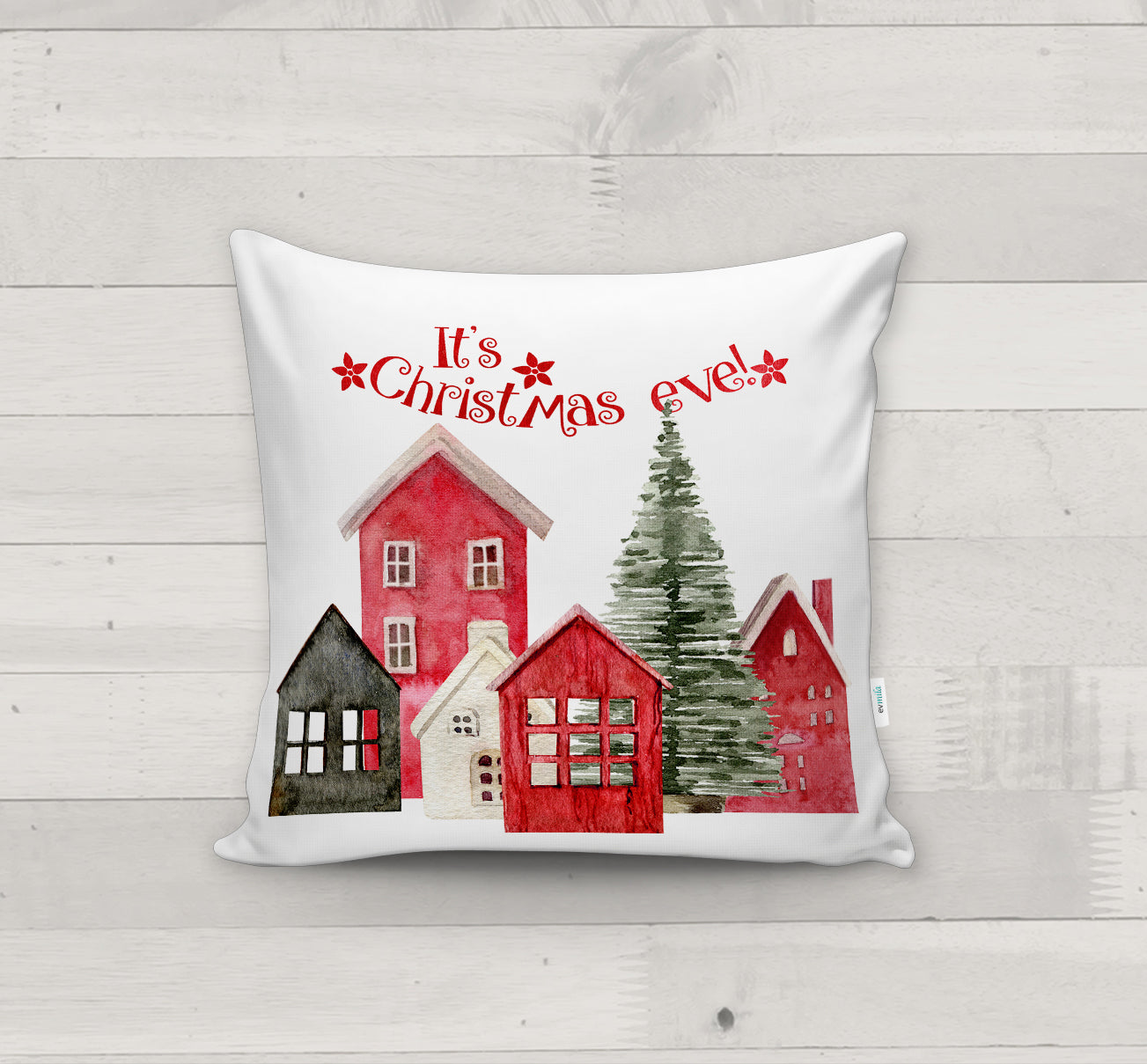 Evmila Yeni Yıl Desenli Kırlent Kılıfı