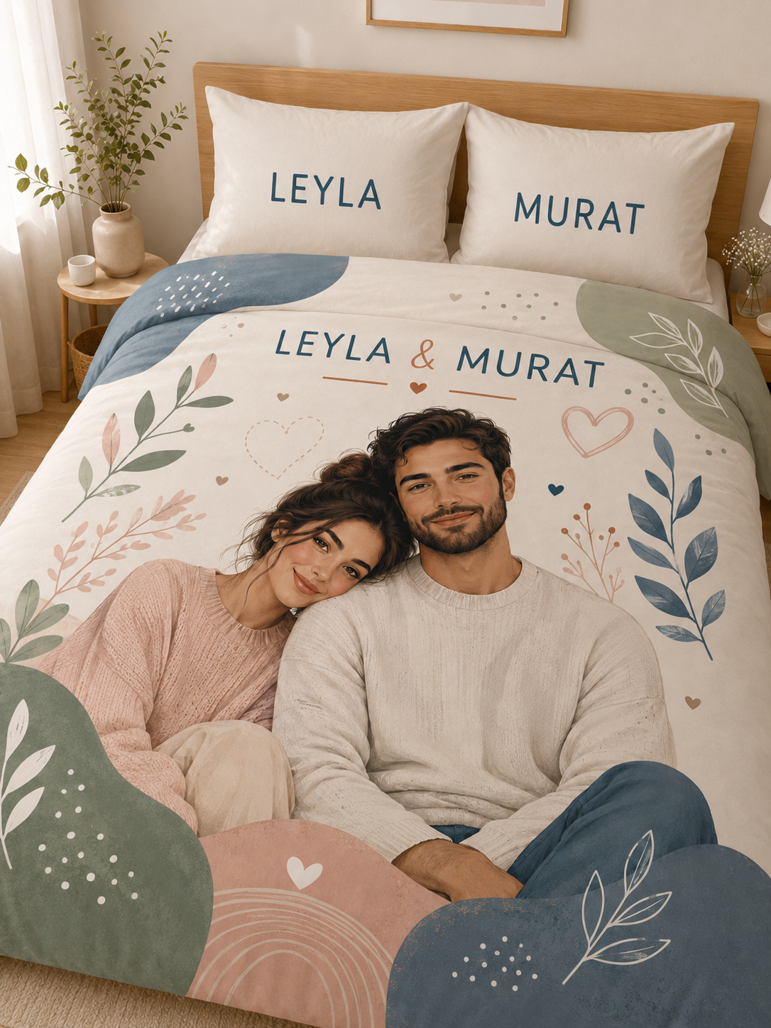 Evmila Karikatüristik Soyut Temalı Nevresim Takımı