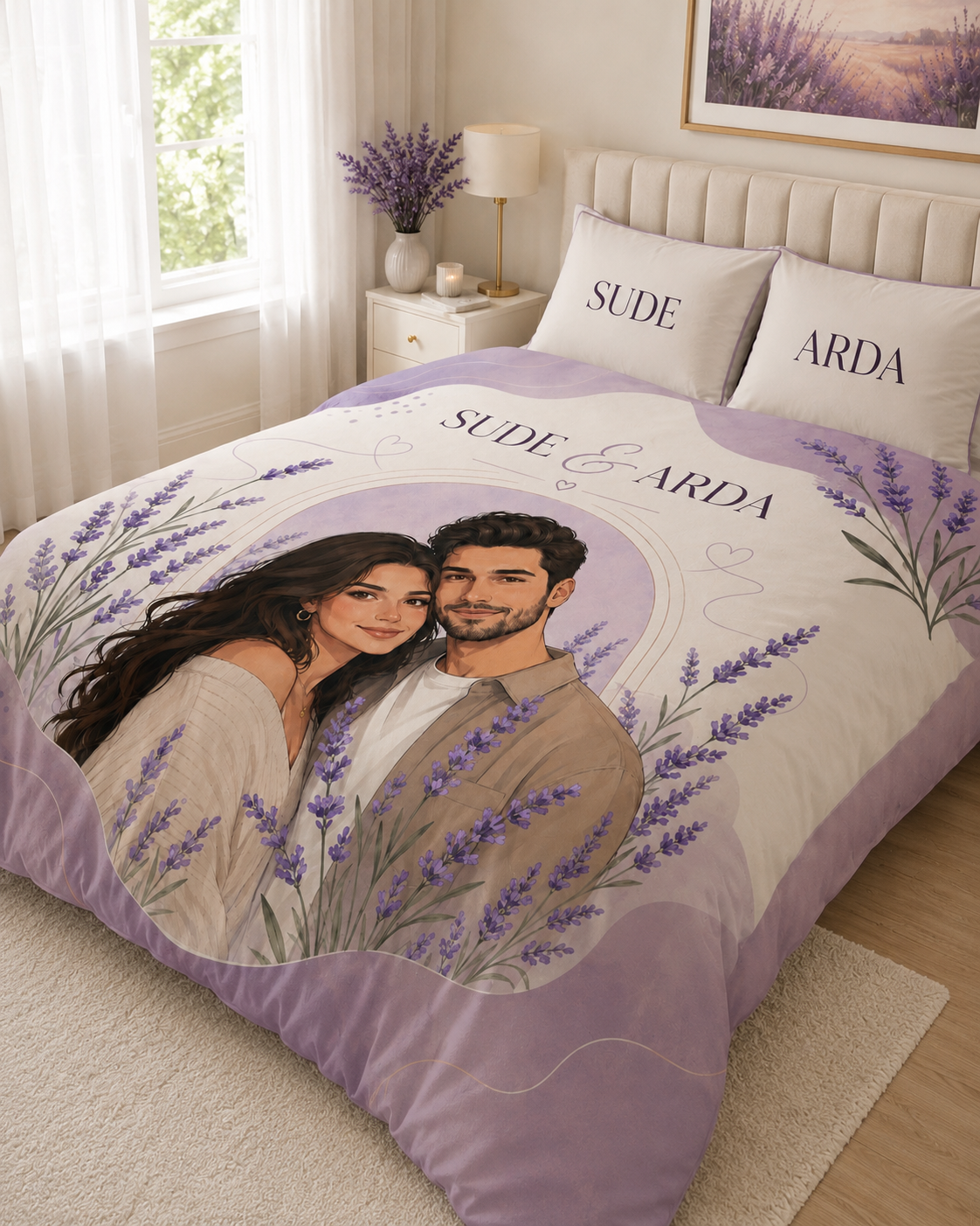 Evmila Karikatüristik Lavanta Temalı Nevresim Takımı