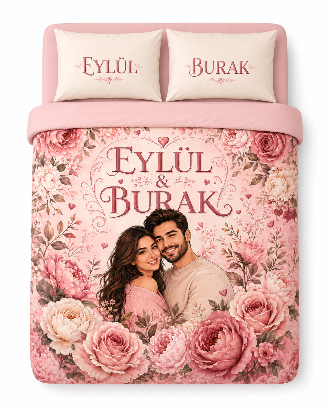 Evmila Karikatüristik Çiçek Temalı Nevresim Takımı