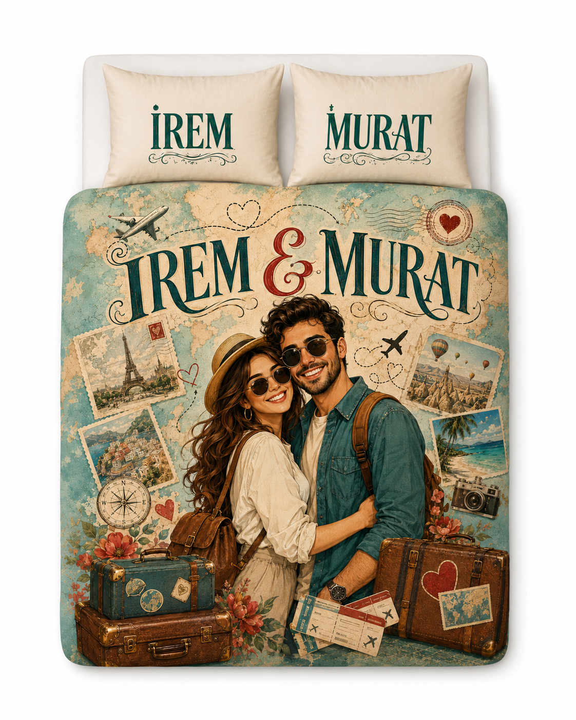 Evmila Karikatüristik Gezgin Temalı Nevresim Takımı