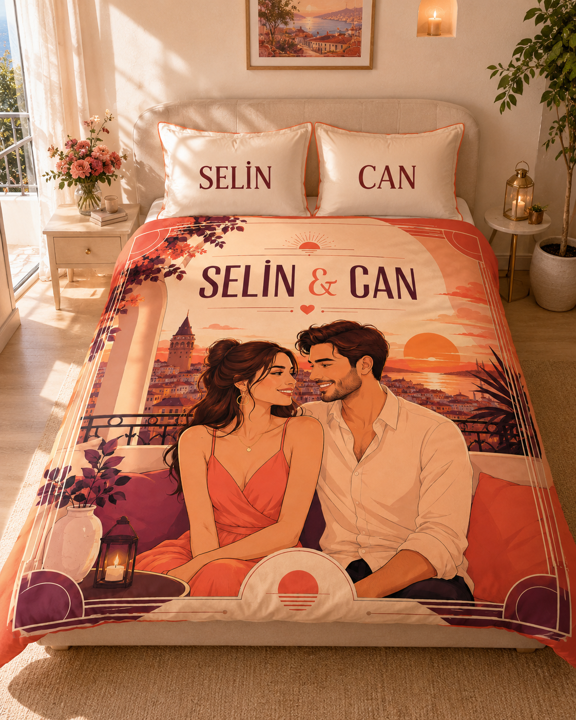 Evmila Karikatüristik Soyut Temalı Nevresim Takımı