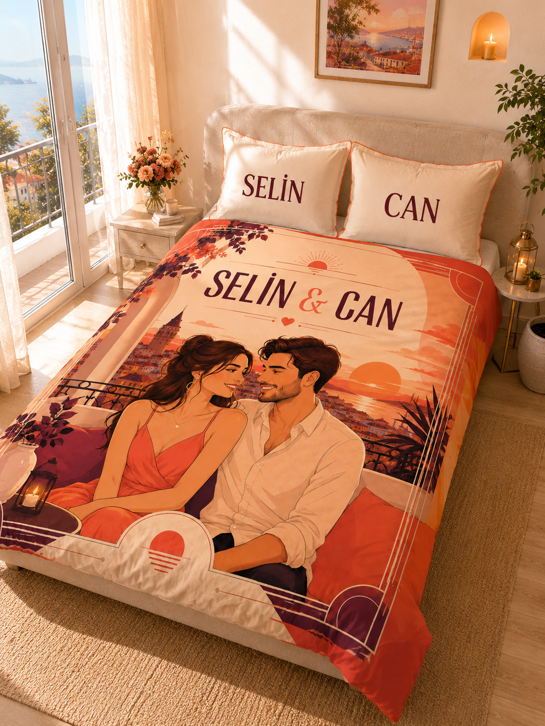 Evmila Karikatüristik Soyut Temalı Nevresim Takımı