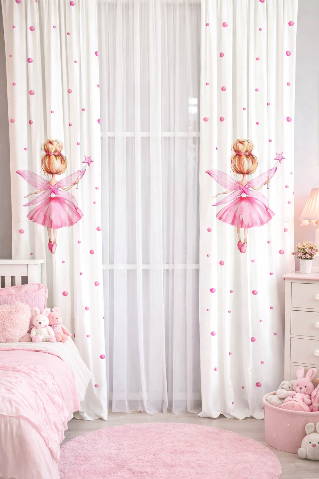 Evmila Peri Kızı Desenli Fon Perde