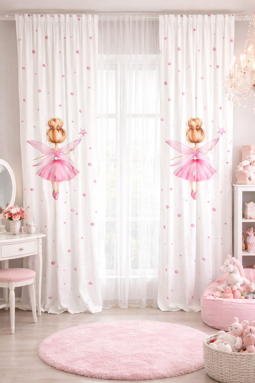 Evmila Peri Kızı Desenli Fon Perde