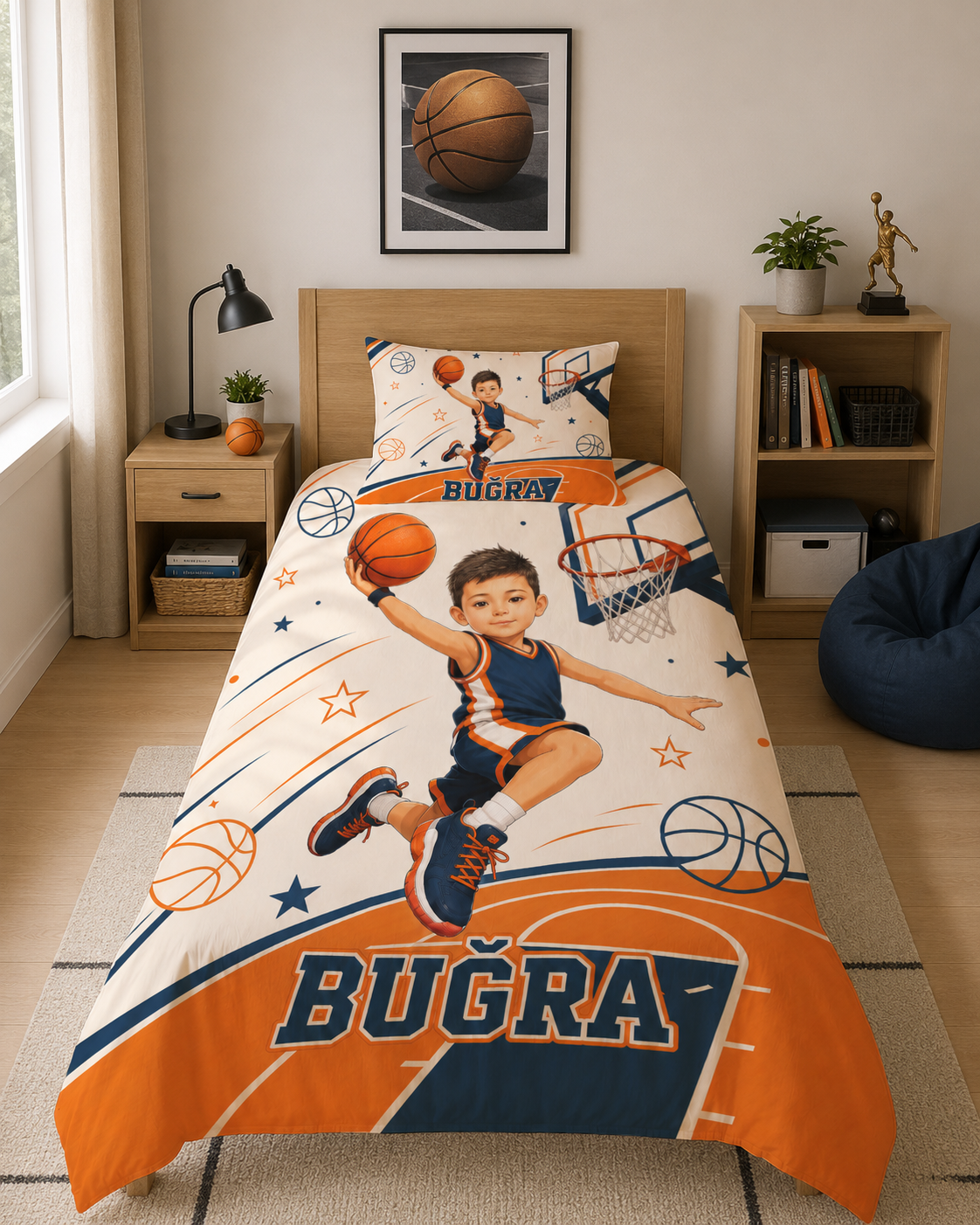 Evmila Karikatüristik Basketbol Temalı Nevresim Takımı