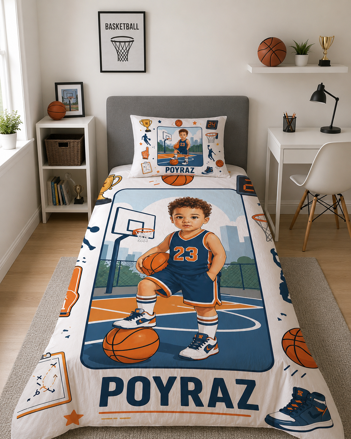 Evmila Karikatüristik Basketbol Temalı Nevresim Takımı