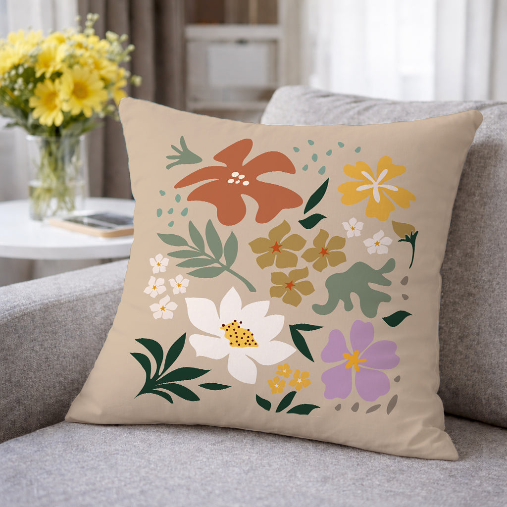 Evmila Çiçek Desenli Kırlent Kılıfı