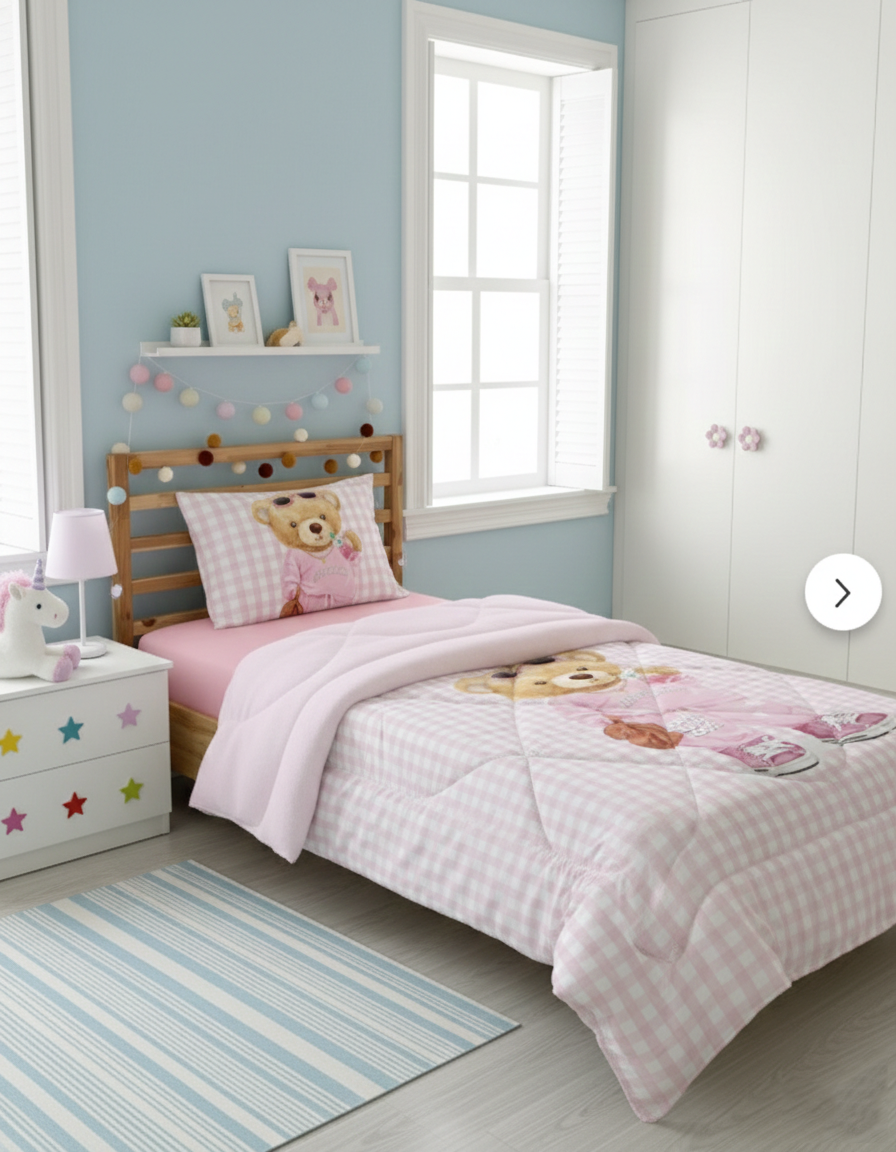 Evmila Bow Tie Patterned Plush Sleeping Set (Pink Plush)