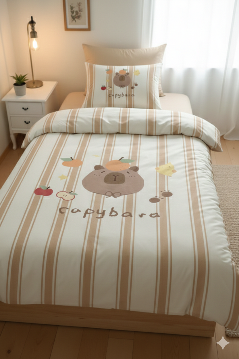 Evmila Capybara Desenli Nevresim Takım