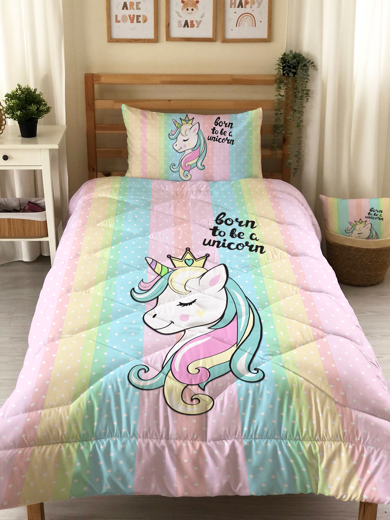 Evmila Unicorn Desenli Kapitoneli Yorgan
