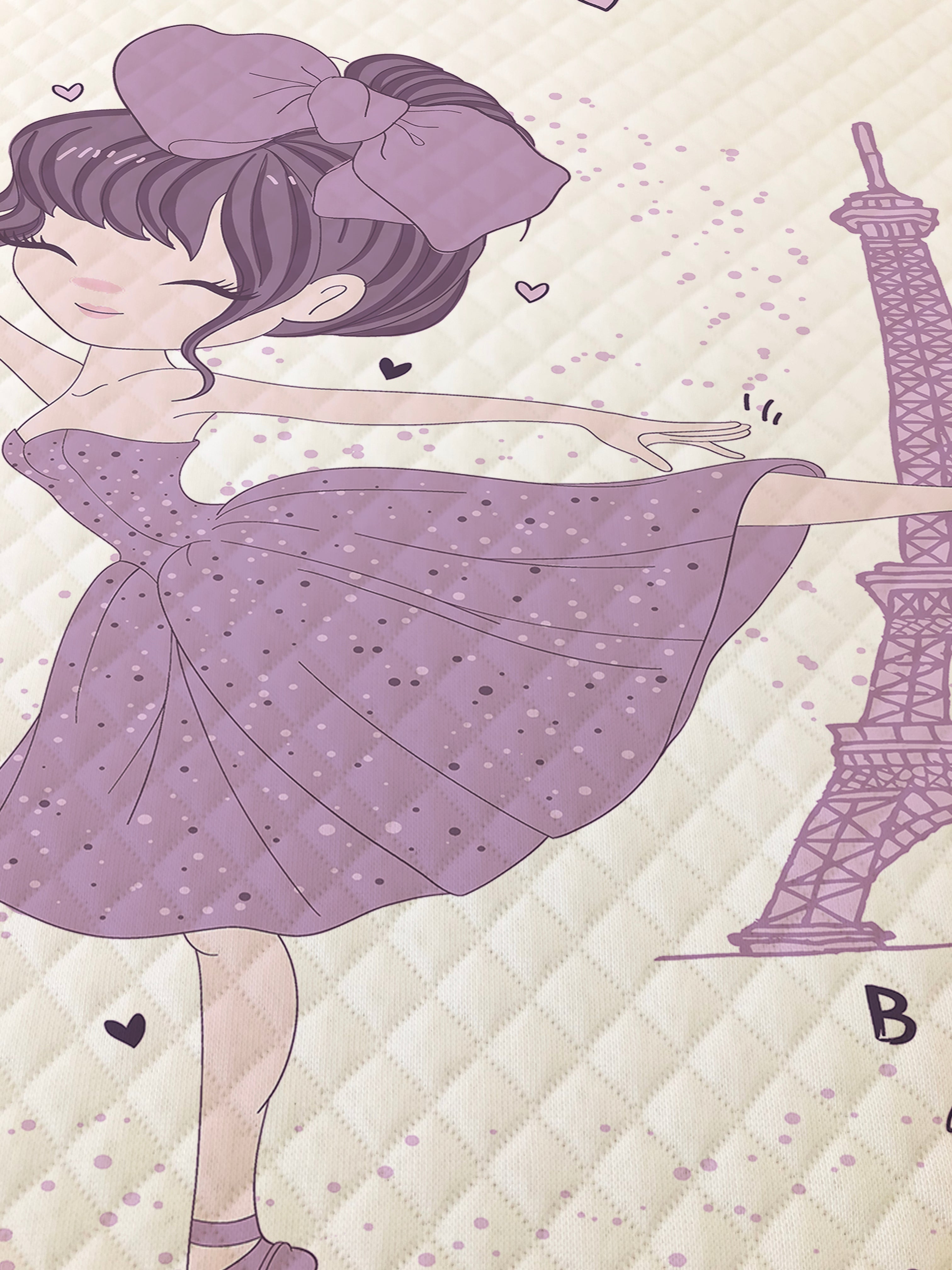 Evmila Eyfel Kulesi ve Balerin Prenses Desenli Pike