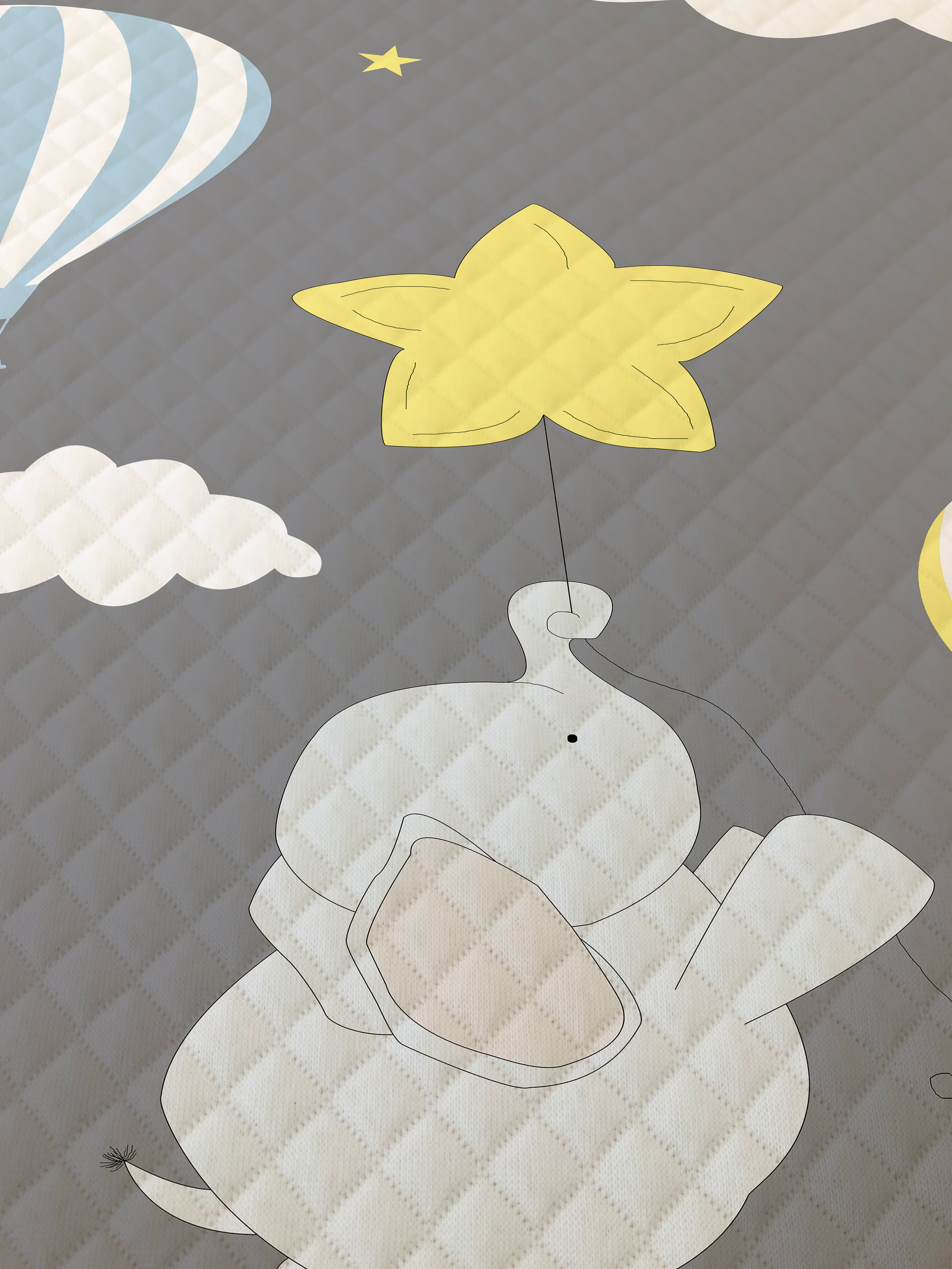 Evmila Uçan Balon Fil Desenli Desenli Pike