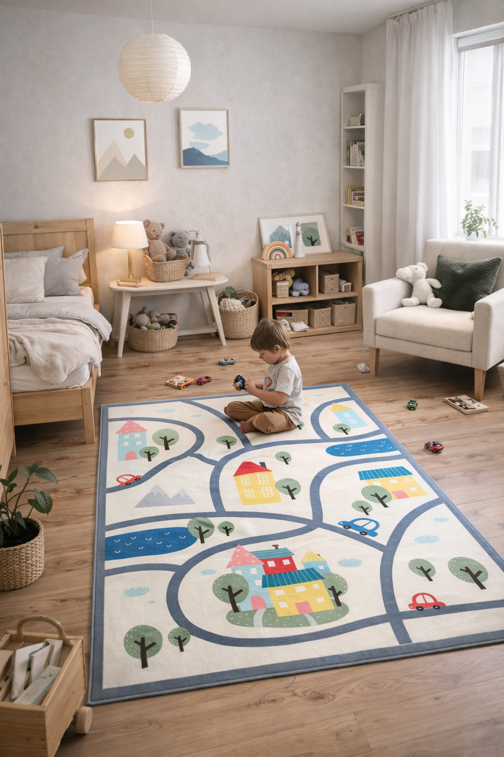 Evmila Trafik Desenli Çocuk Halısı