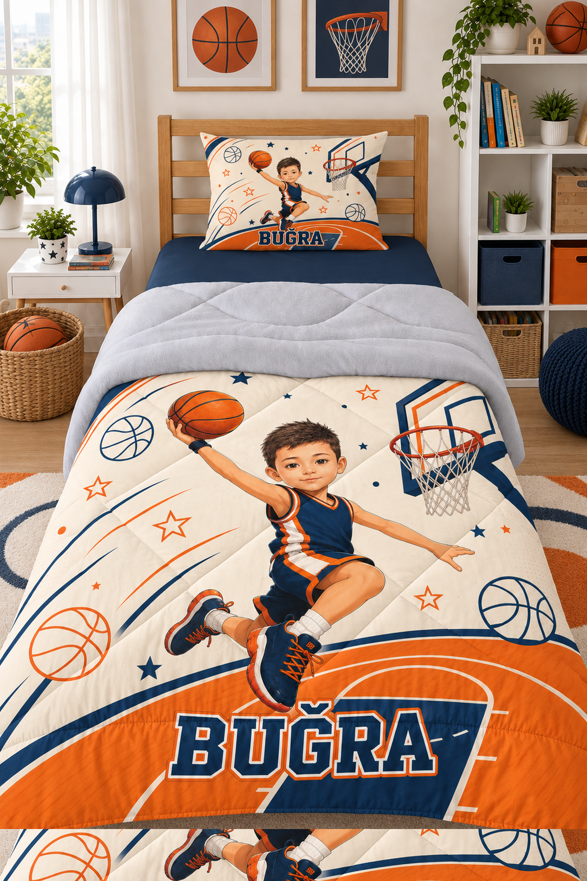 Evmila Cars and Road Patterned Plush Sleeping Set (Gray Plush)