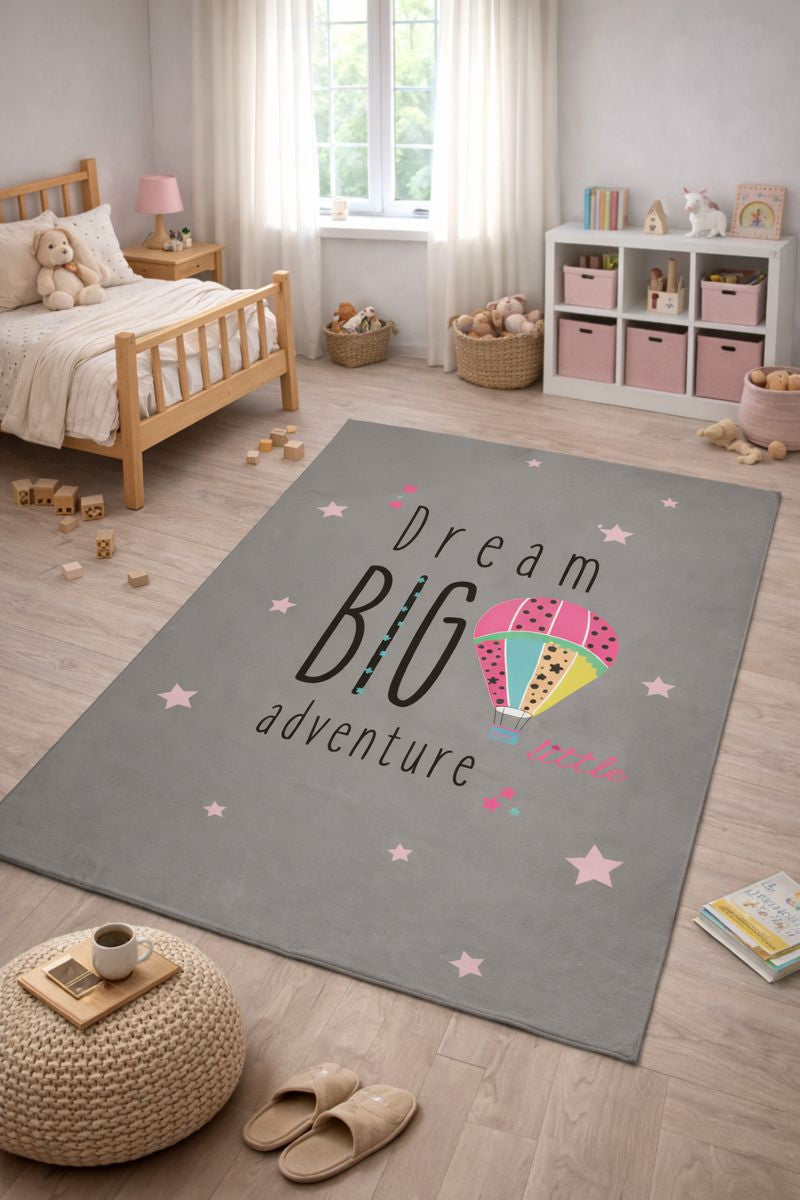 Evmila Hava Balonu Desenli Çocuk Halısı