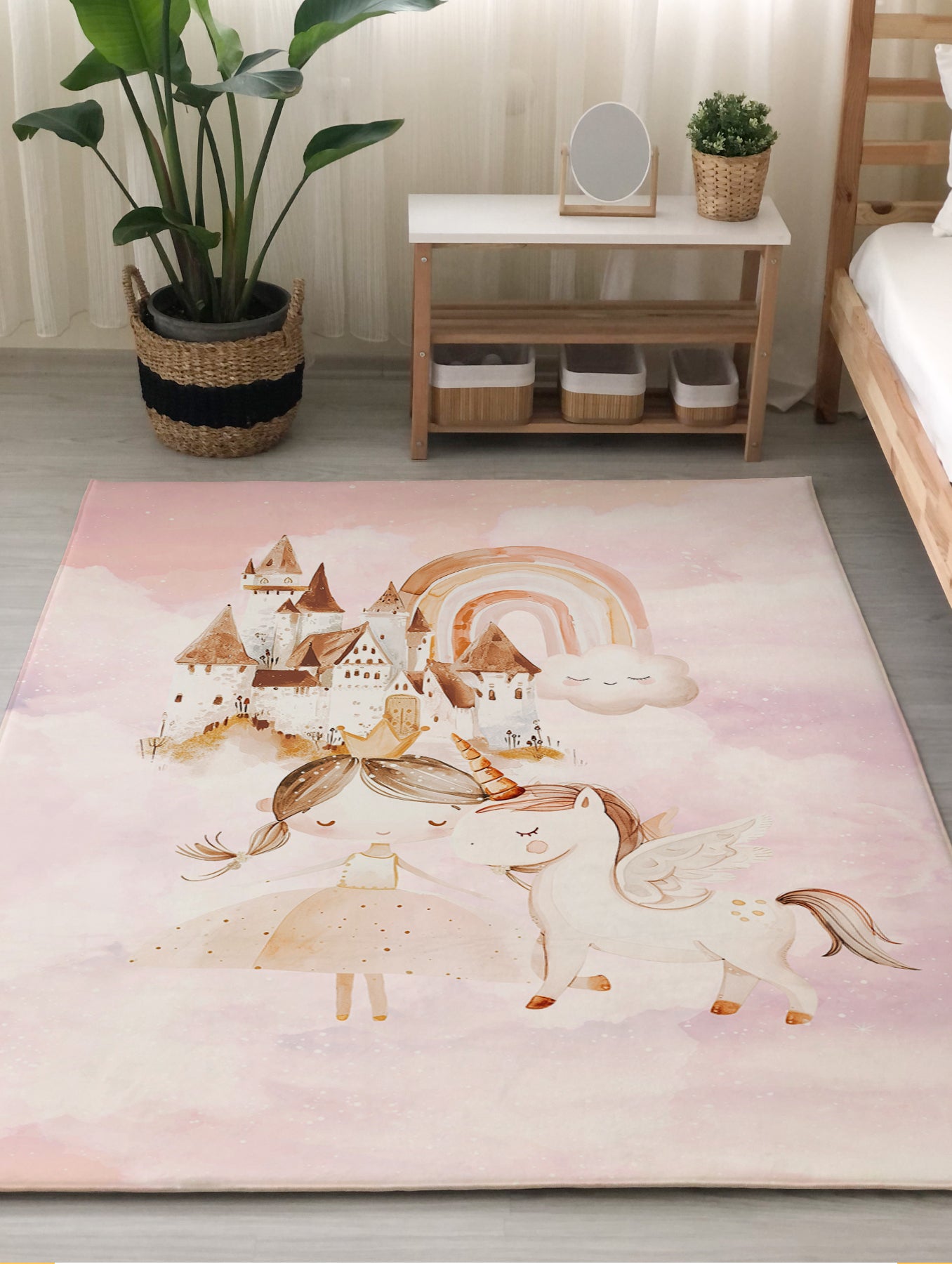Evmila Prenses ve Unicorn Desenli Çocuk Halısı