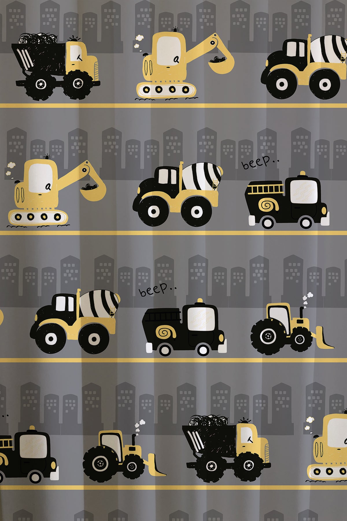 Evmila İş Makineleri Desenli Fon Perde
