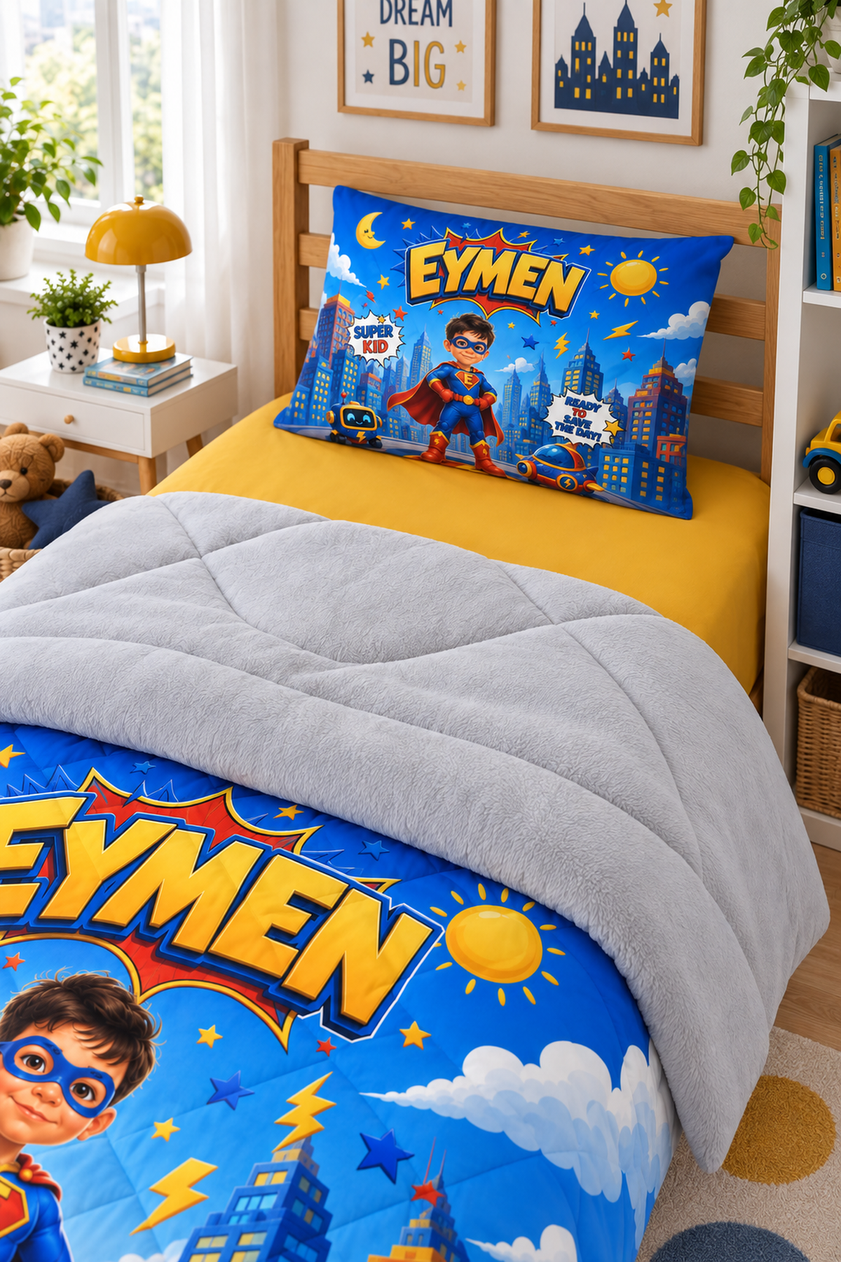 Evmila Cars and Road Patterned Plush Sleeping Set (Gray Plush)