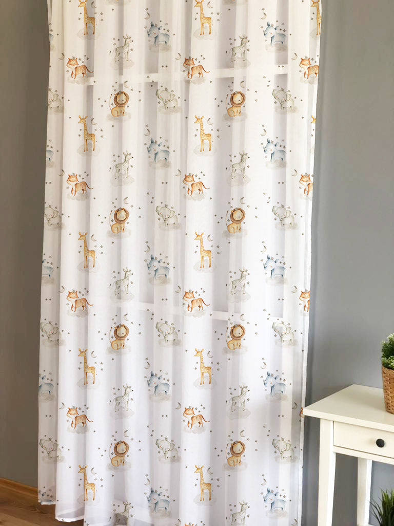 Evmila Safari Desenli Çocuk Odası Tül Perdesi