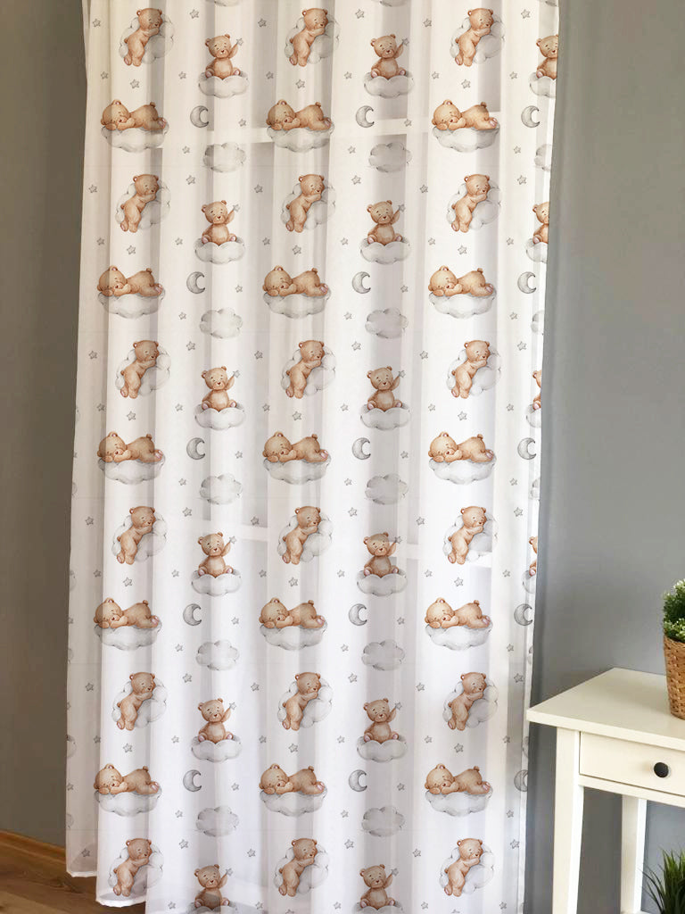 Evmila Sevimli Ayıcıklar Desenli Çocuk Odası Tül Perdesi